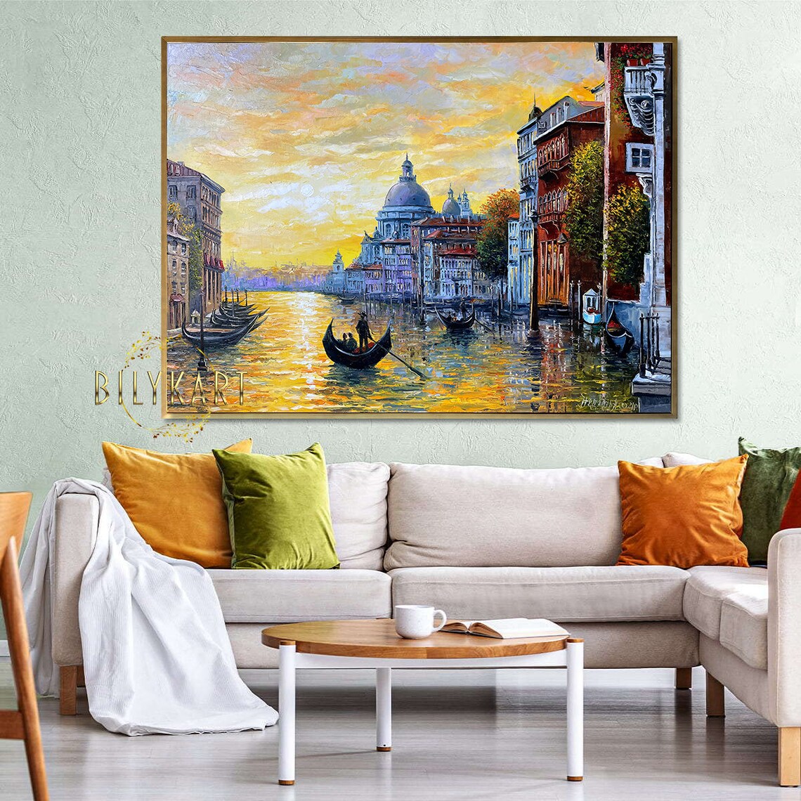 Venice Grand Canal Sunset Oil Painting, Italy Art Print - Image 3