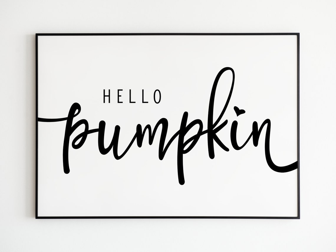 Hello Pumpkin Black Script Fall Sign Minimalist Autumn Wall Art Print - Image 4