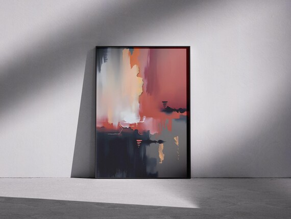 Terracotta Abstract Art Print Modern Brushstroke Painting
