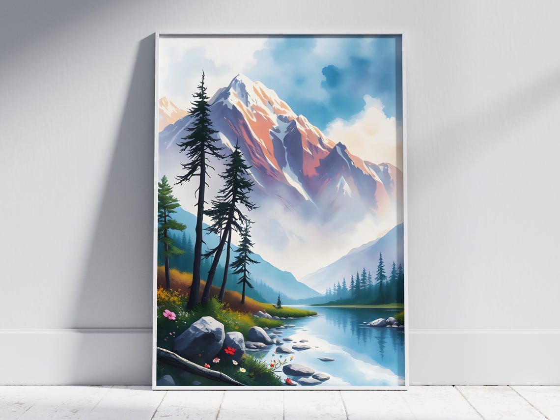 Minimalist Splash Art Landscape Bright Abstract Wall