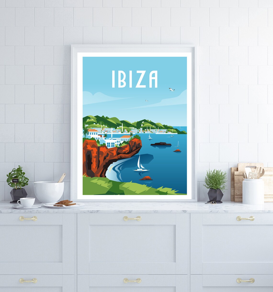 Ibiza Travel Poster, Coastal Wall Art Print - Image 3