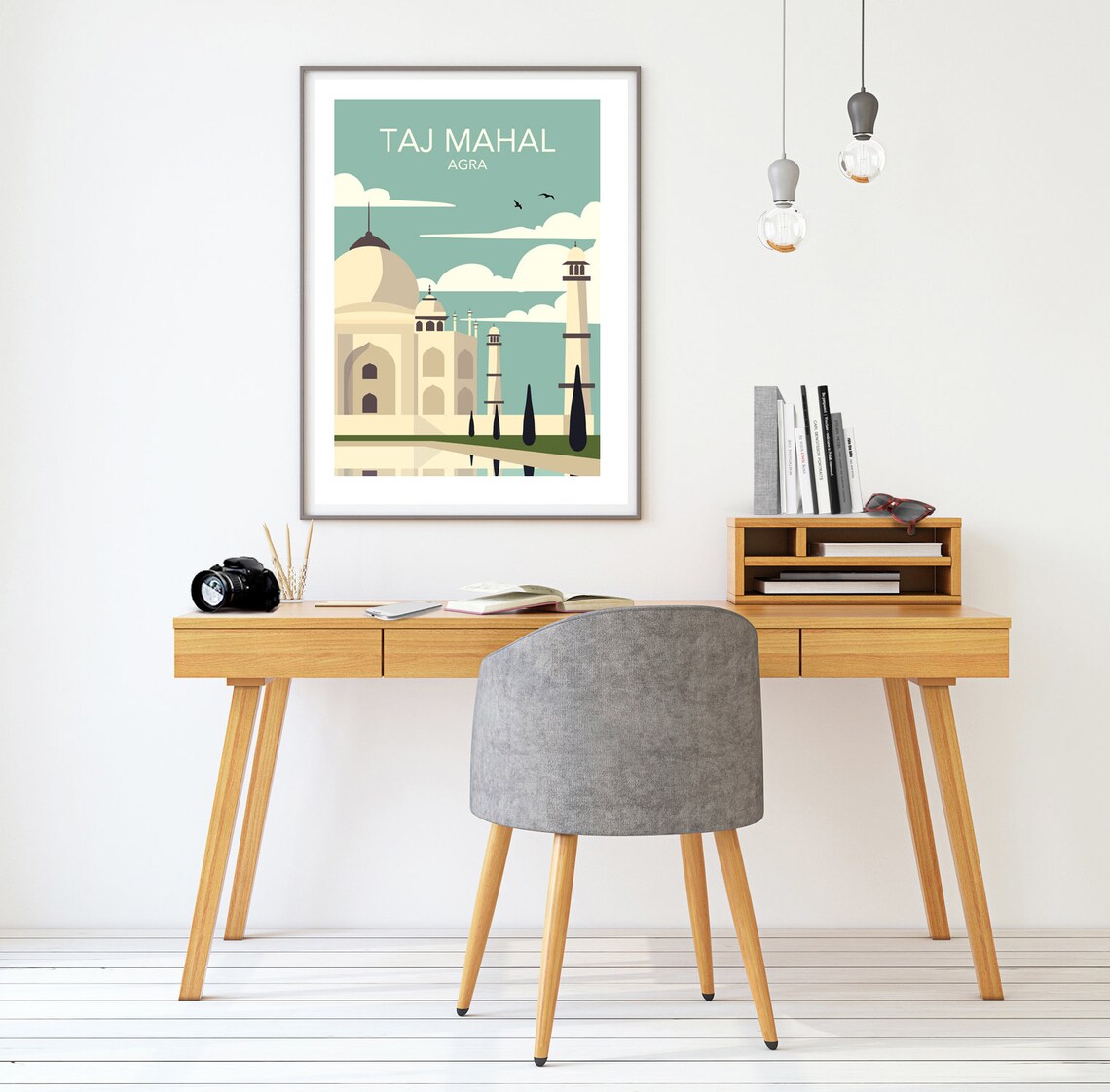 Taj Mahal Retro Travel Poster, Agra Art Print - Image 2