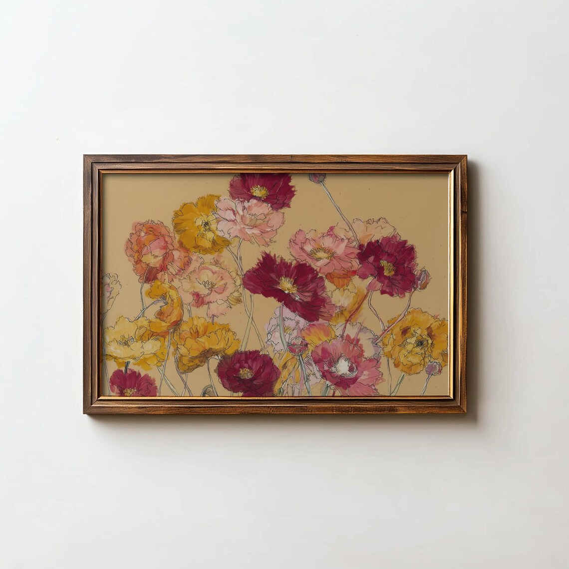Vintage Floral Print, Cottagecore Flowers Art