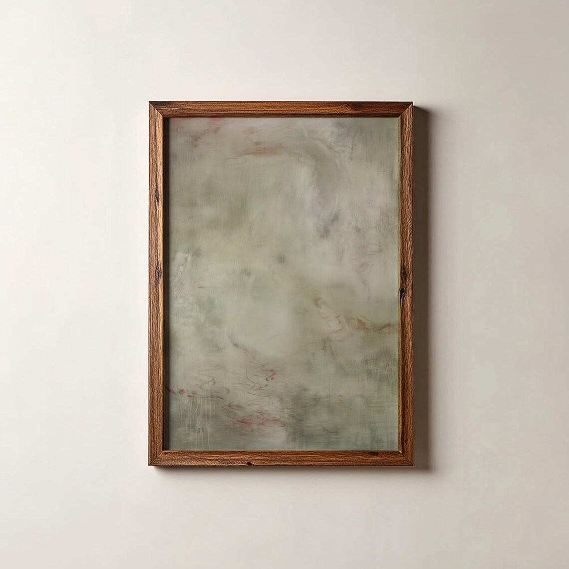 Sage Green Abstract Oil Painting Soft Neutral Mist Contemporary Art Poster