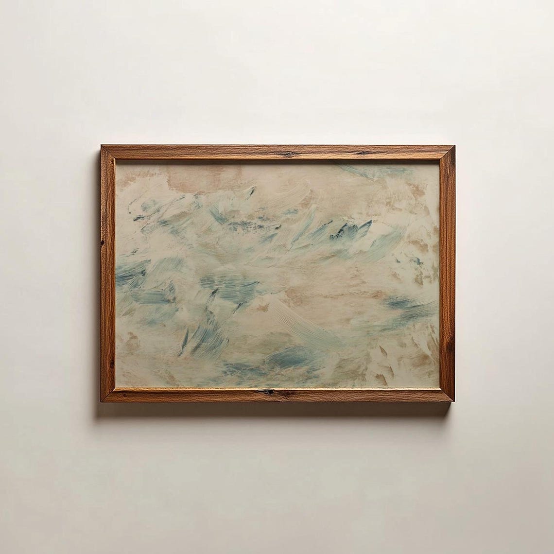 Abstract Pastel Cream Blue Brushstrokes Minimalist Calm Art Poster