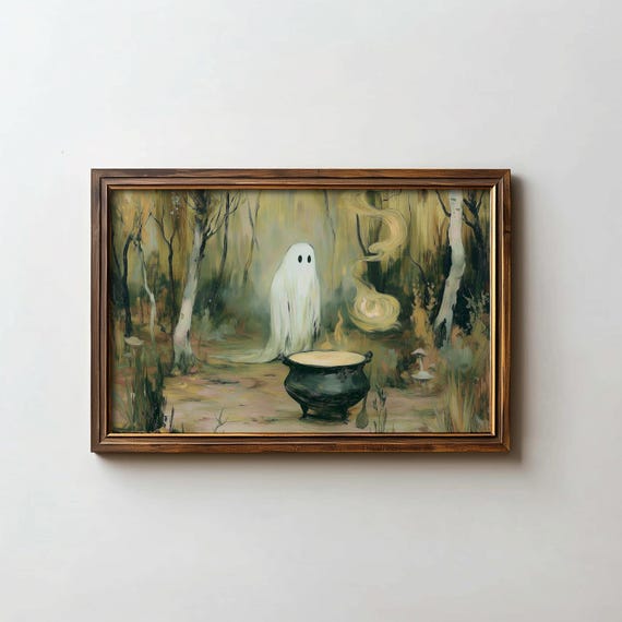 Ghost Print Fall Art Halloween Autumn Wall Digital Download
