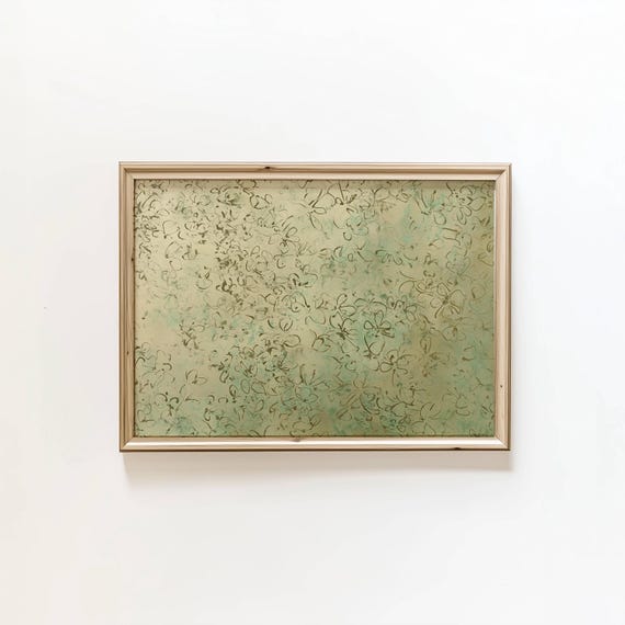 Olive Green Abstract Art Print Vintage Floral Textured Wall Decor Digital Download