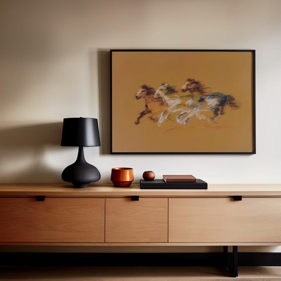 Minimalist Horse Art Print Modern Equine Poster Digital Download
