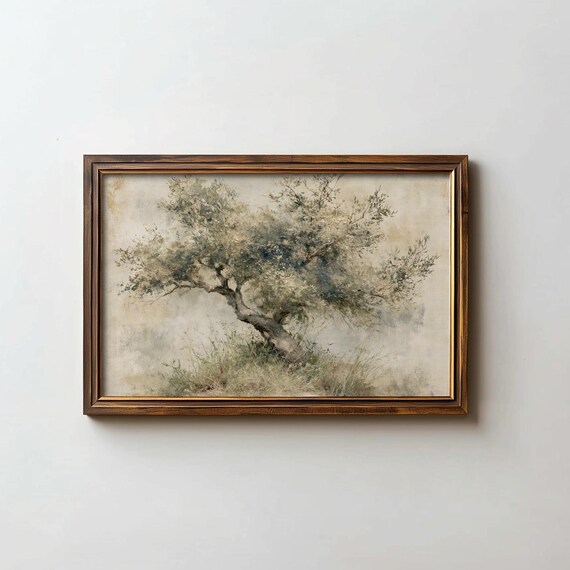 Olive Tree Autumn Watercolor Farmhouse Cottagecore Fall Art Print