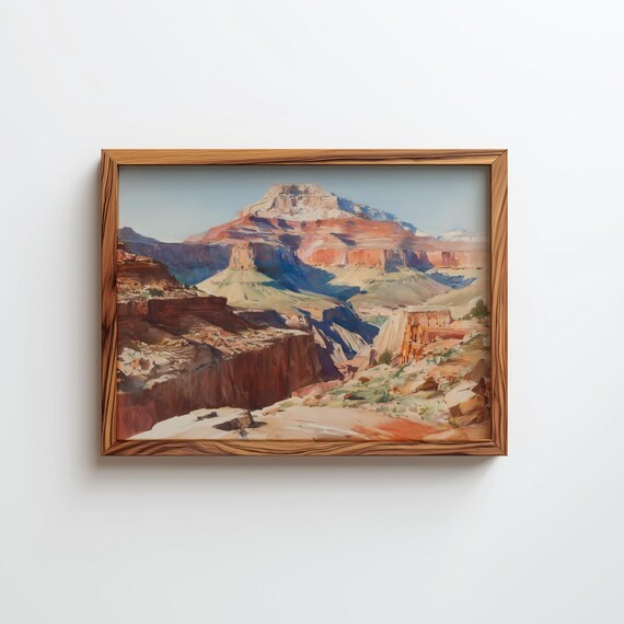 Grand Canyon Watercolor Landscape Poster Southwestern Desert Canyon Art
