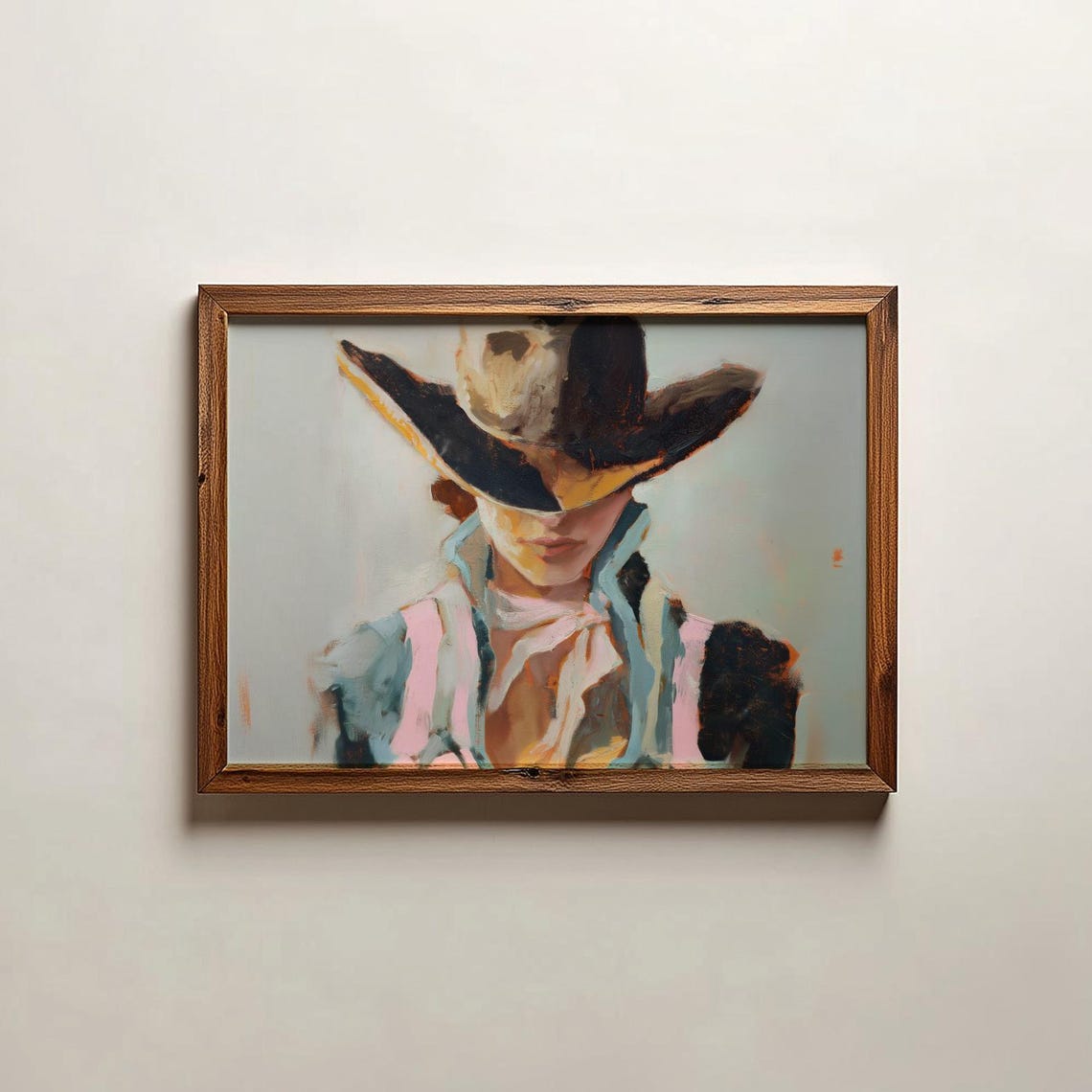 Modern Cowgirl Portrait Oil Painting Western Rustic Chic Poster