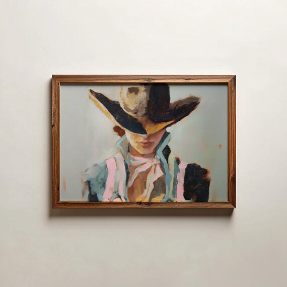 Modern Cowgirl Portrait Oil Painting Western Rustic Chic Poster
