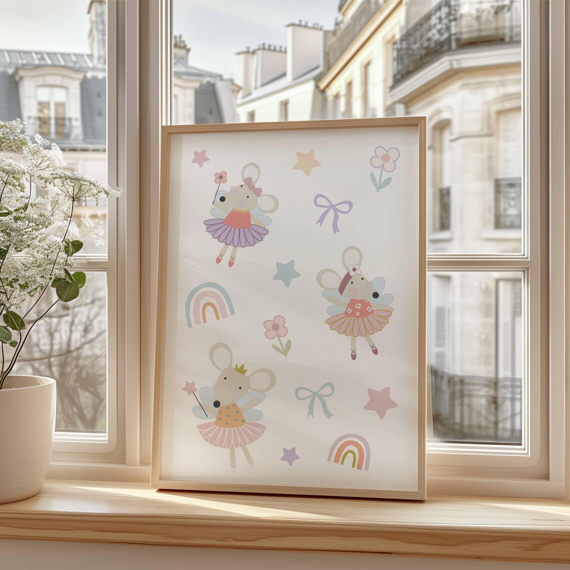 Ballerina Mice Fairy Ballet Nursery Pastel Kids Room Decor Poster - Image 4