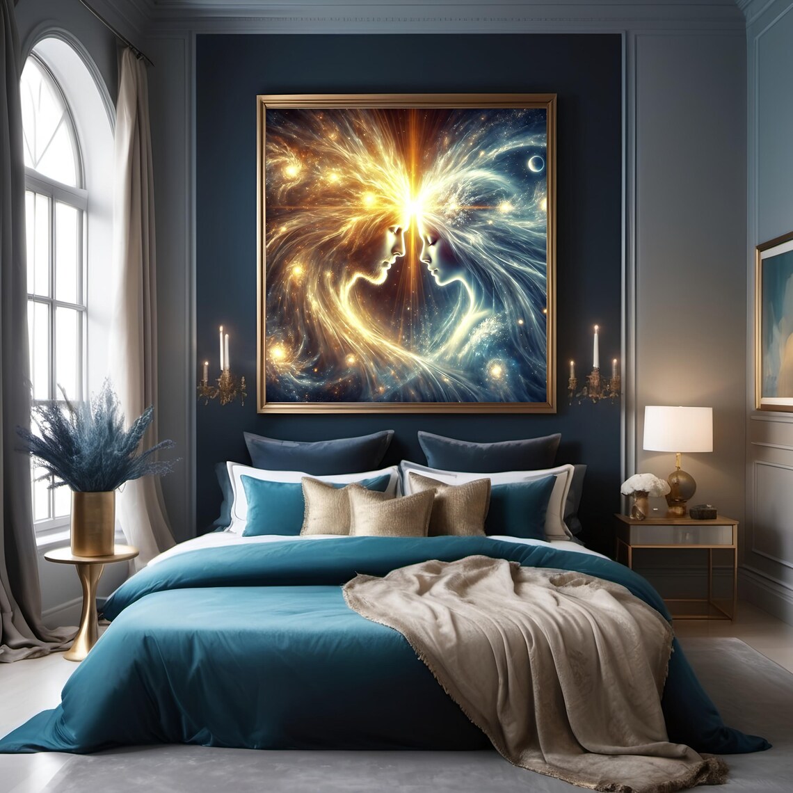 Twin Flames Cosmic Lovers Spiritual Connection Golden Energy Soulmate Print - Image 2