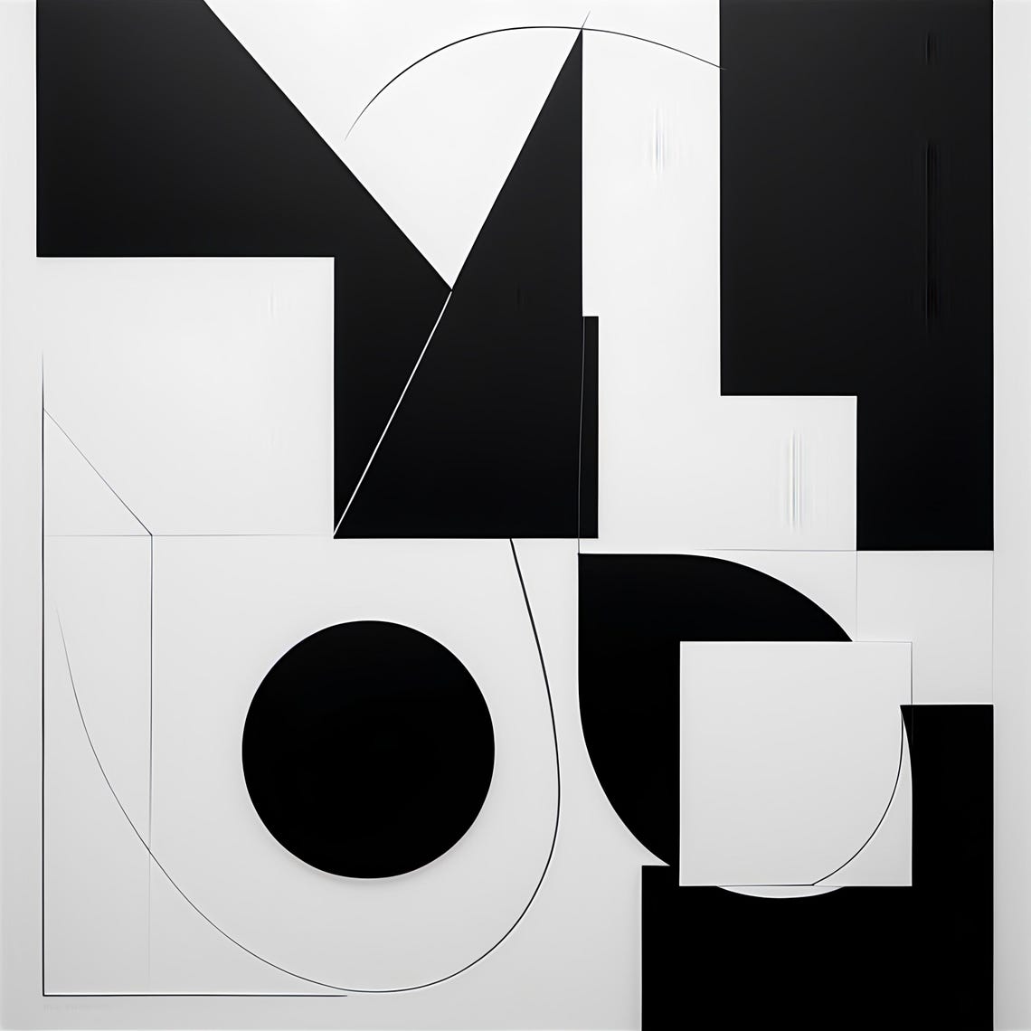 Minimalist Black And White Abstract Geometric Modern Art High Contrast Elegant Wall Decor For Home Or Office