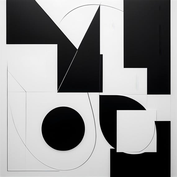 Minimalist Black And White Abstract Geometric Modern Art High Contrast Elegant Wall Decor For Home Or Office