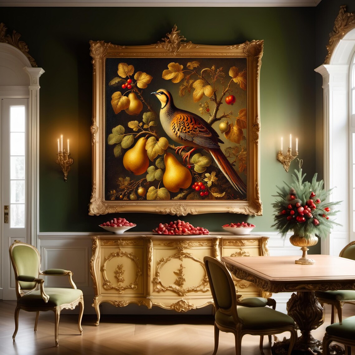 Partridge In A Pear Tree Christmas Art Print Decor - Image 3