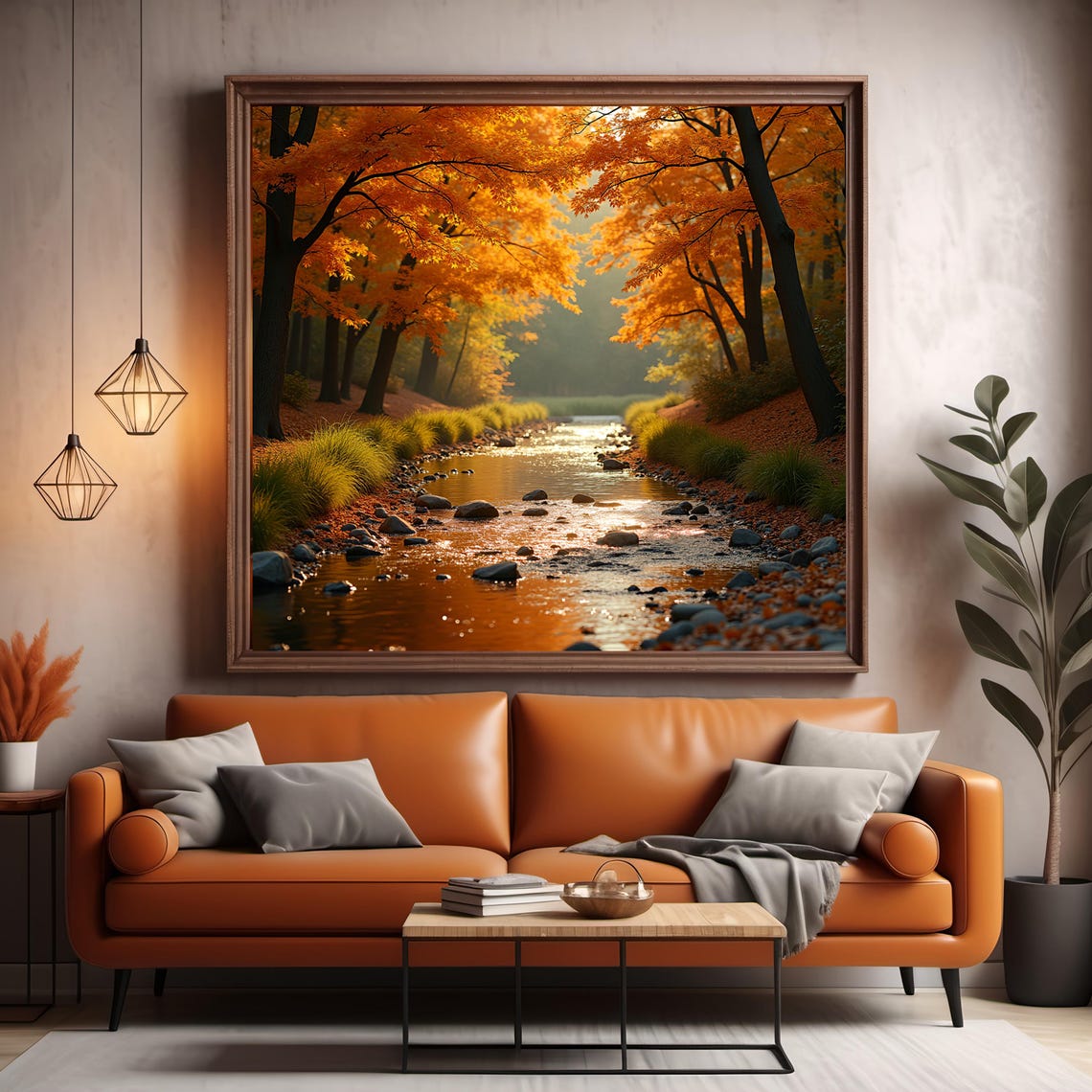 Autumn Brook Golden Maple Canopy Sunlit Creek Cozy Fall Poster - Image 3