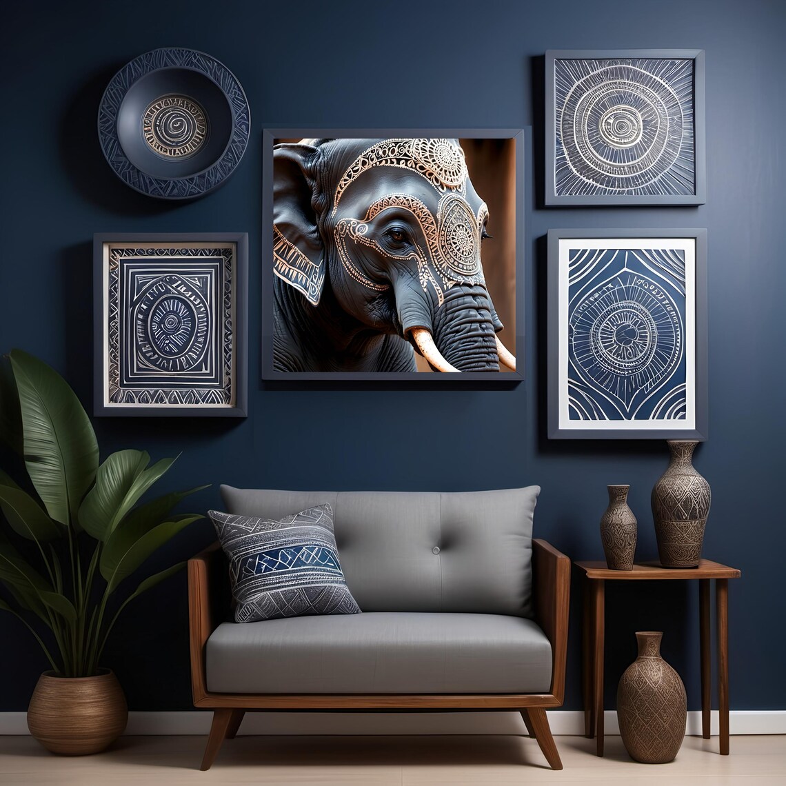 Tattooed Elephant Art Print, Bold Intricate Design - Image 2
