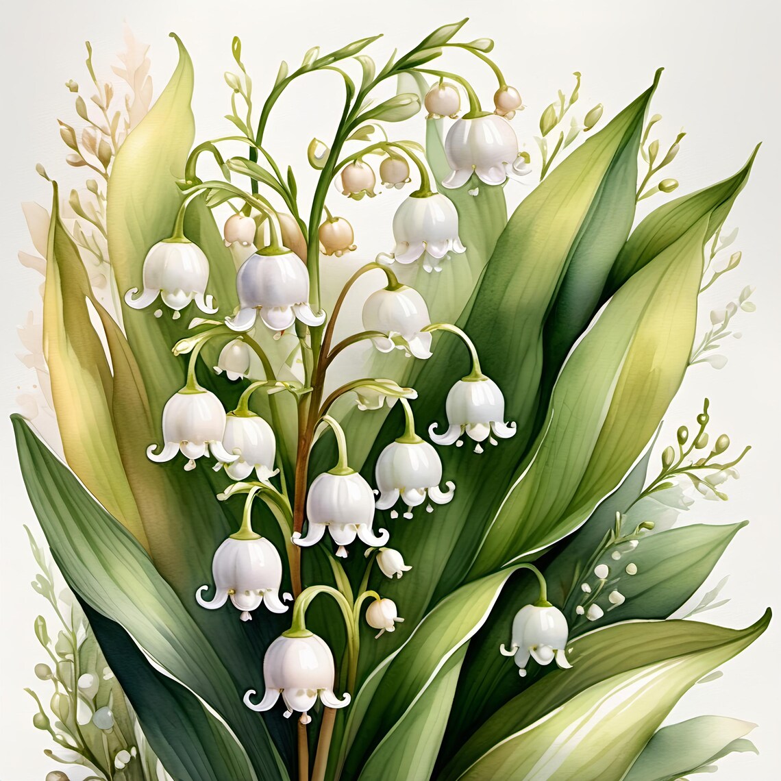Lily Of The Valley Watercolor Botanical Art Print