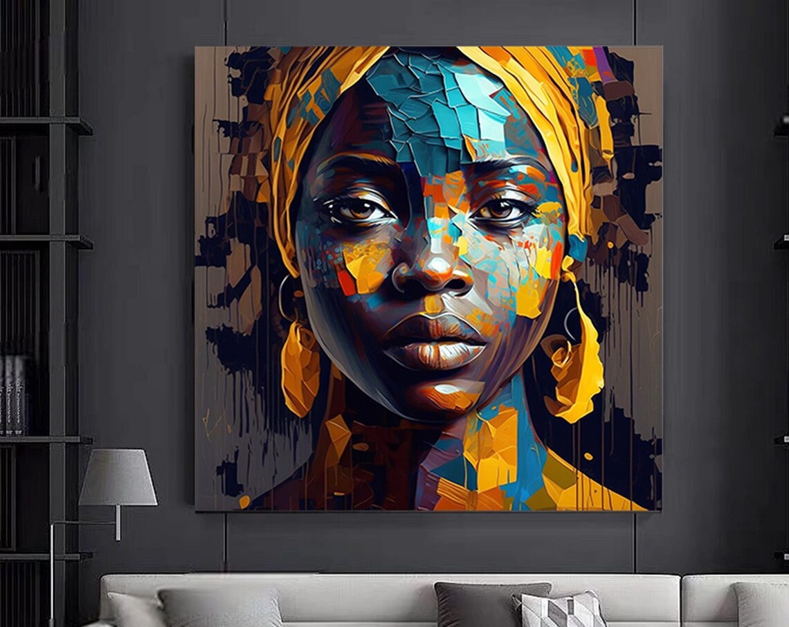Colorful African Woman Art Print, Modern Decor