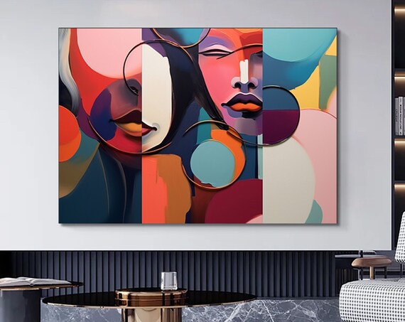 Woman Abstract Art Wall Colorful Extra Large Print