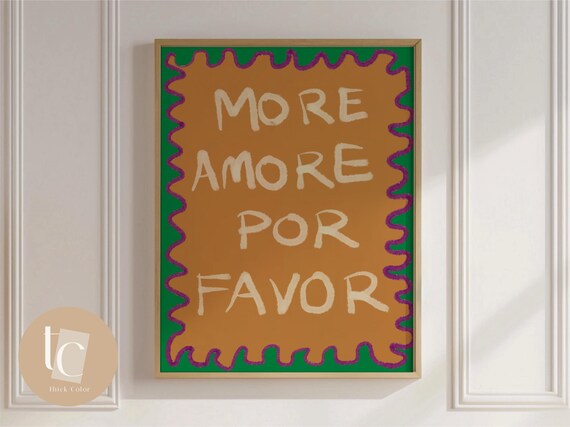 More Amore Por Favor Playful Hand Lettered Colorful Wall Poster