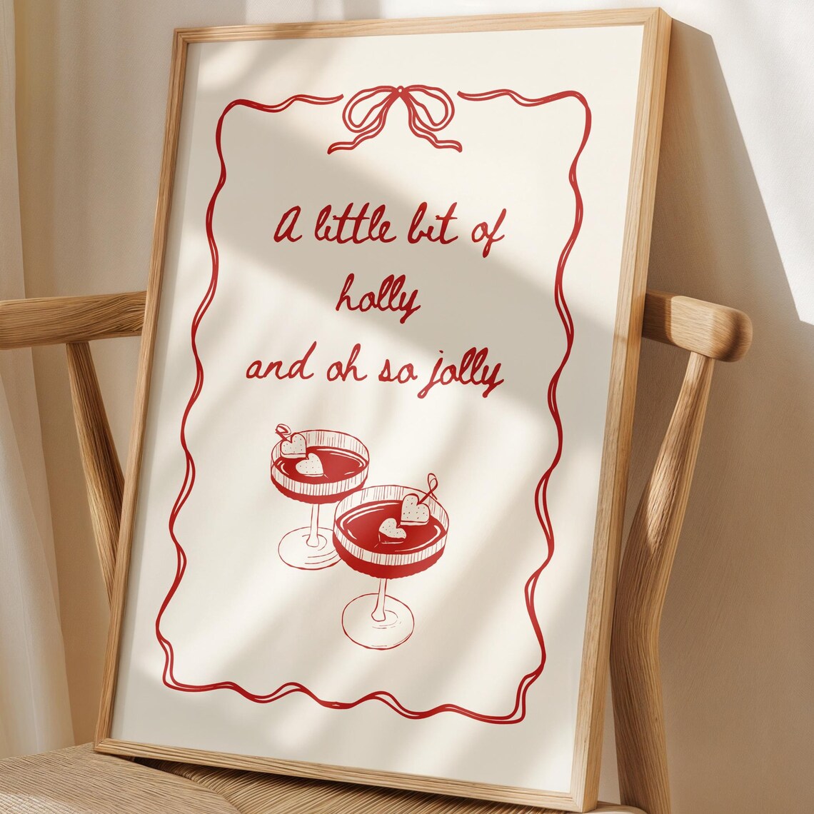 A Little Bit Of Holly And Oh So Jolly Cocktail Christmas Poster - Image 3