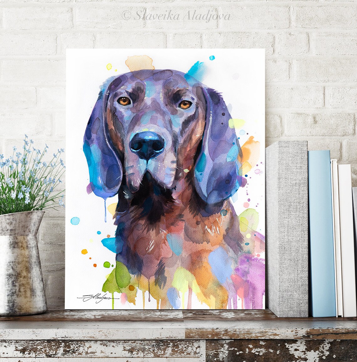 Hanover Hound Dog Watercolor Portrait Print By Slaveika Aladjova - Image 2