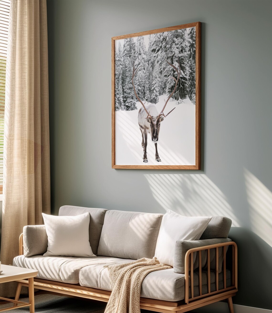 Reindeer Snowy Forest Winter Portrait Nordic Photography Art Print - Image 2