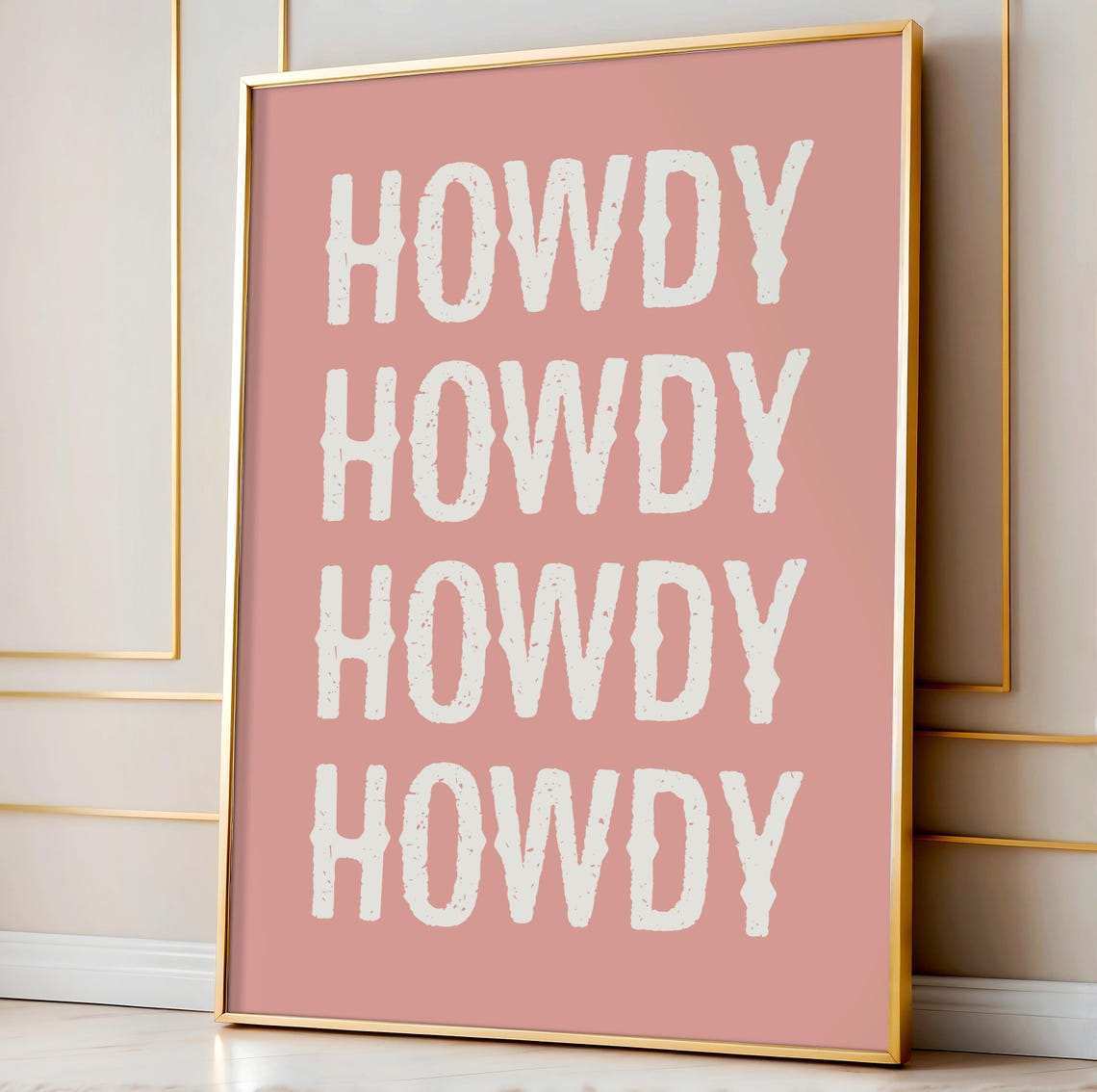 Western Howdy Repeat Typography Rustic Dusty Rose Cowgirl Poster