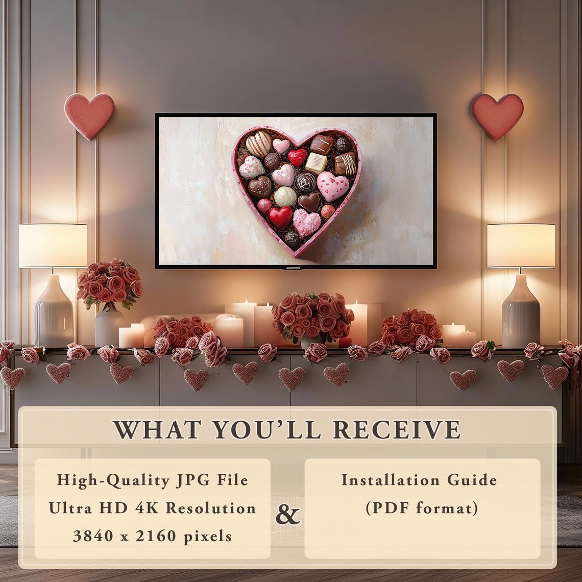 Heart Shaped Box Chocolates Painting Valentines Day Decor Poster - Image 5
