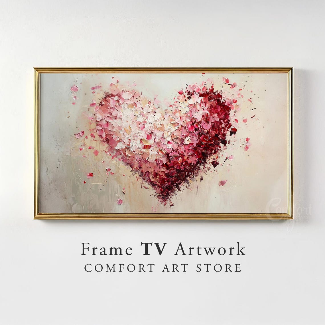 Petal Splash Heart Impasto Frame TV Art Romantic Valentine TV Poster - Image 2