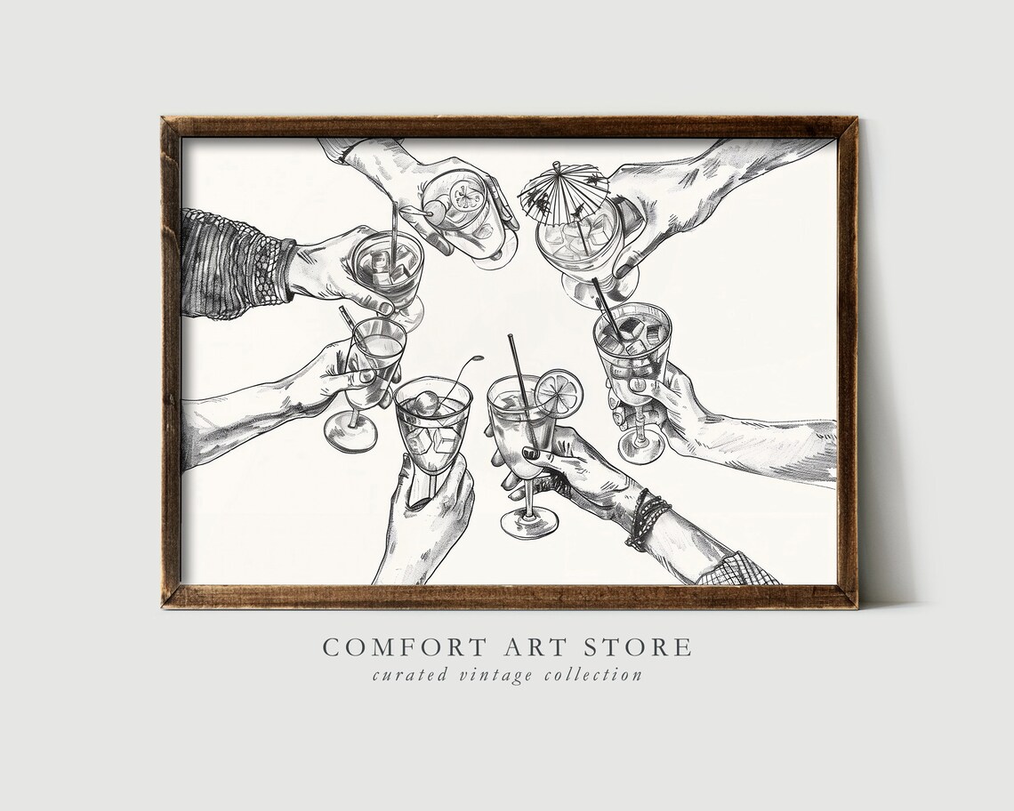 Cheers Print, Retro Cocktail Bar Cart Art - Image 6