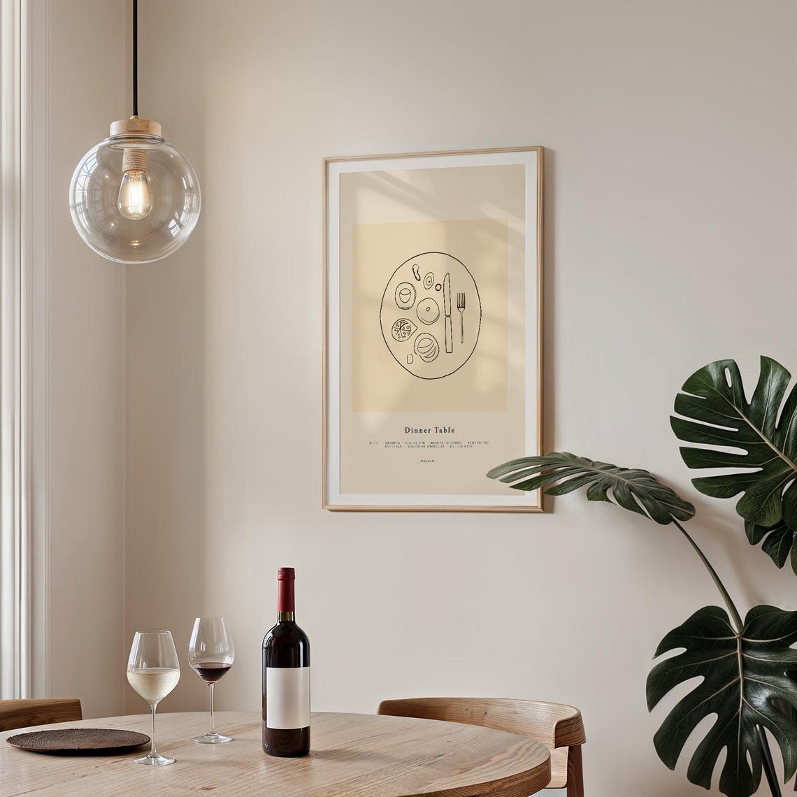 Dinner Table Minimalist French Feast Menu Line Art Kitchen Poster - Image 2