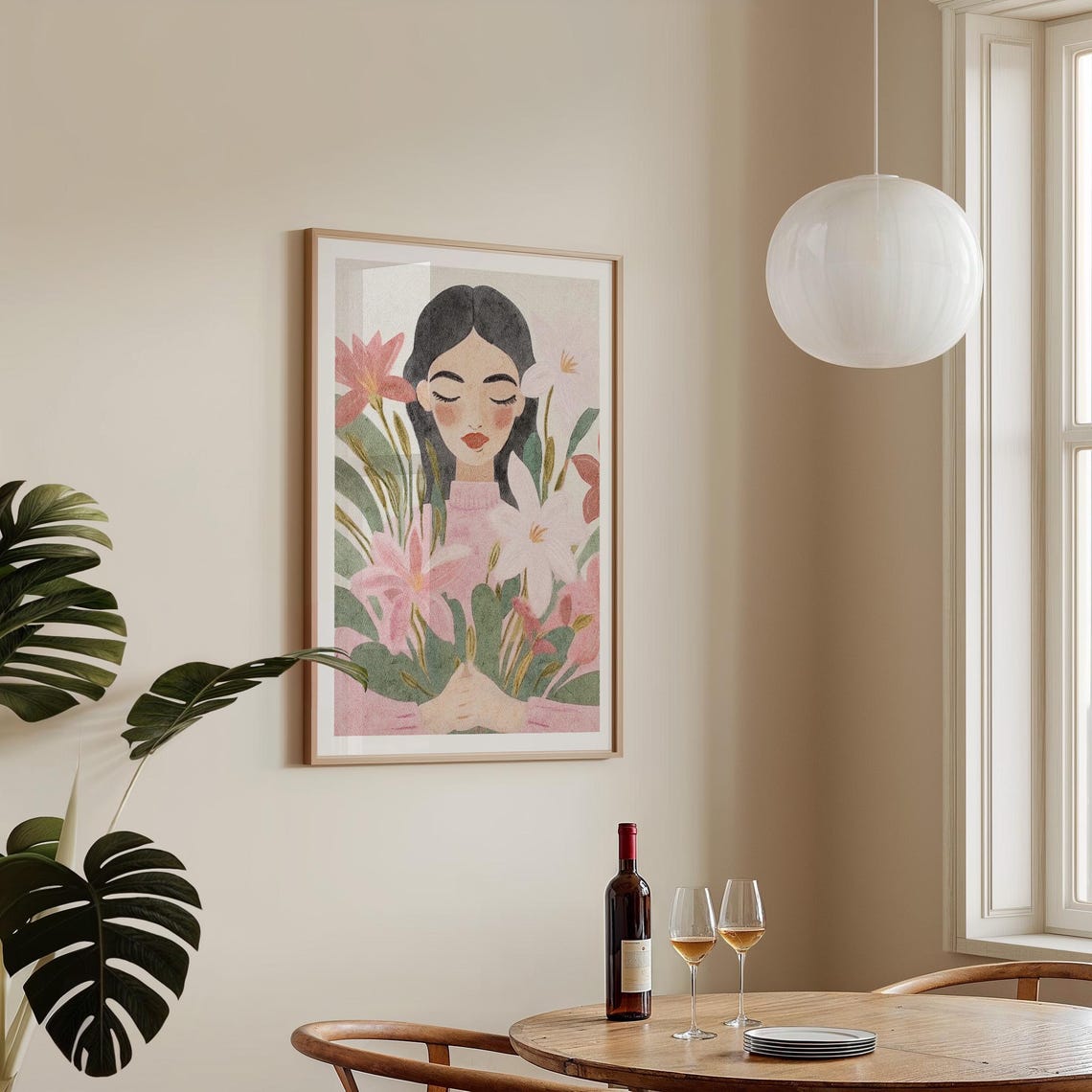 Gallery Wall Print Pink Room Decor Woman Portrait Modern Home Decor Boho Art Gift For Mom Beauty Salon Feminine Art Fashion Print Girl Room - Image 4