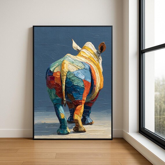 Colourful Animal Oil Painting Palette Knife Art Vibrant House Wall Decor Modern Textured Print