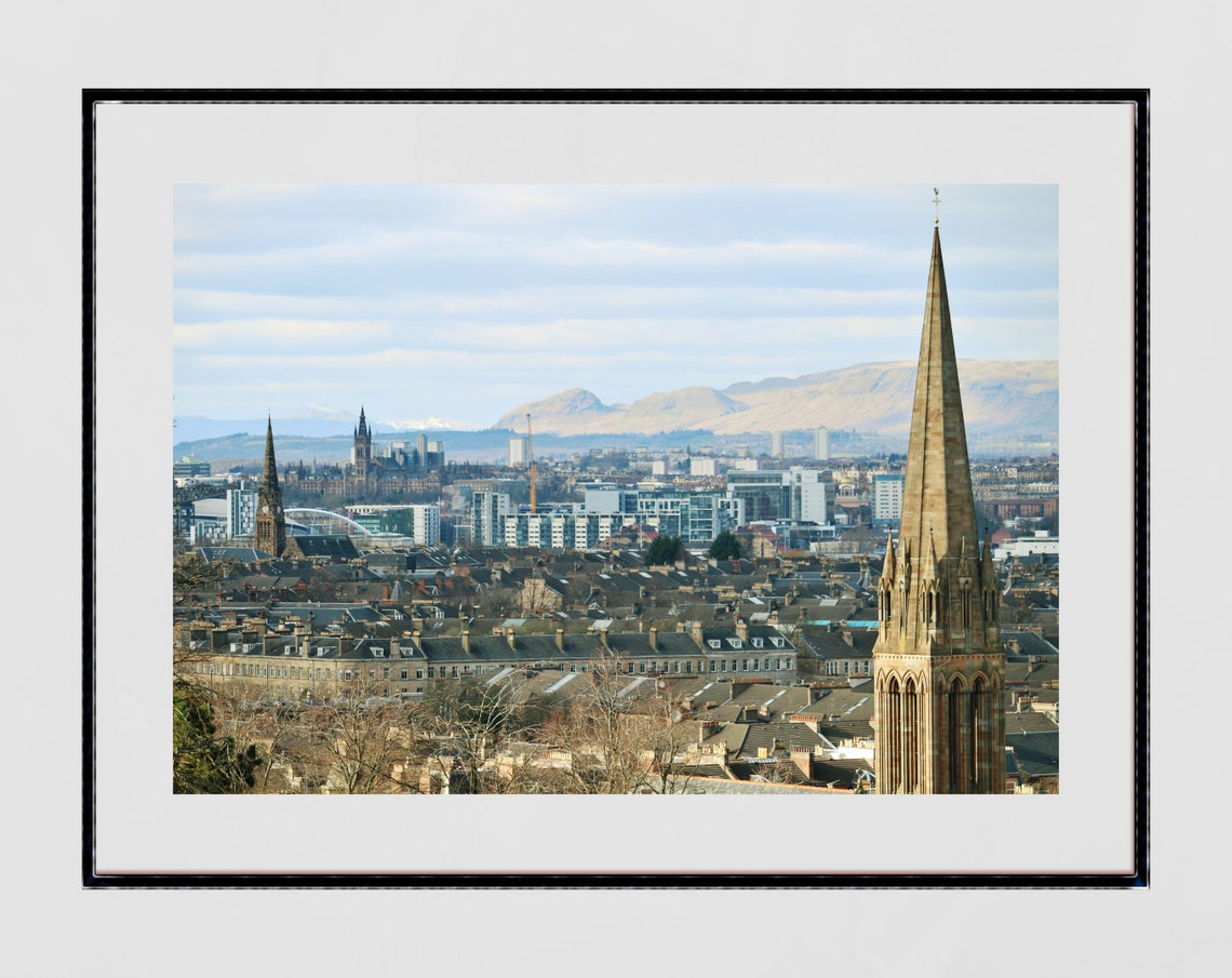 Historic City Skyline Church Spire Panoramic Photography Poster