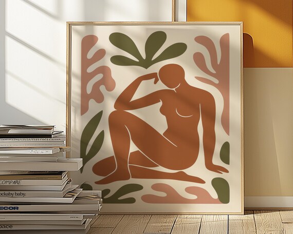 Terracotta Matisse Style Seated Female Silhouette Boho Poster