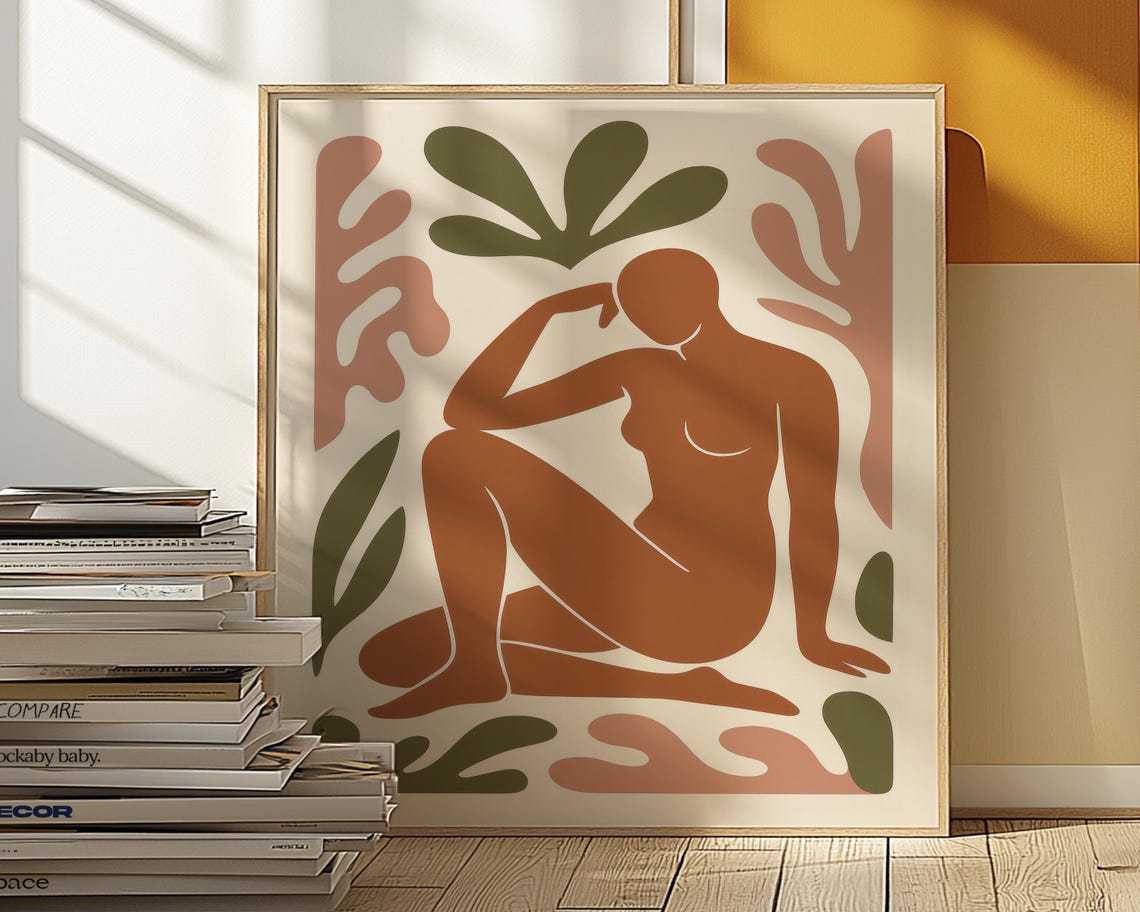 Terracotta Matisse Print Abstract Female Silhouette Boho Wall Art