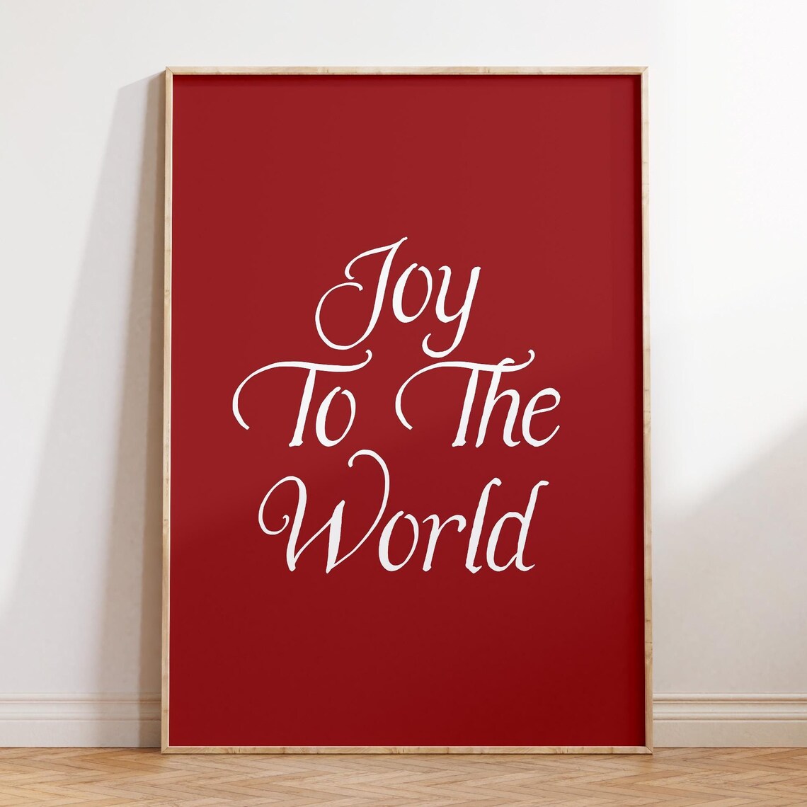 Joy To The World Red Script Bold Christmas Carol Holiday Poster