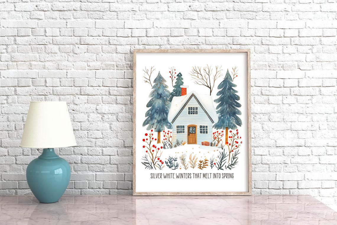 Silver White Winters That Melt Into Spring Cottage Quote Poster - Image 6