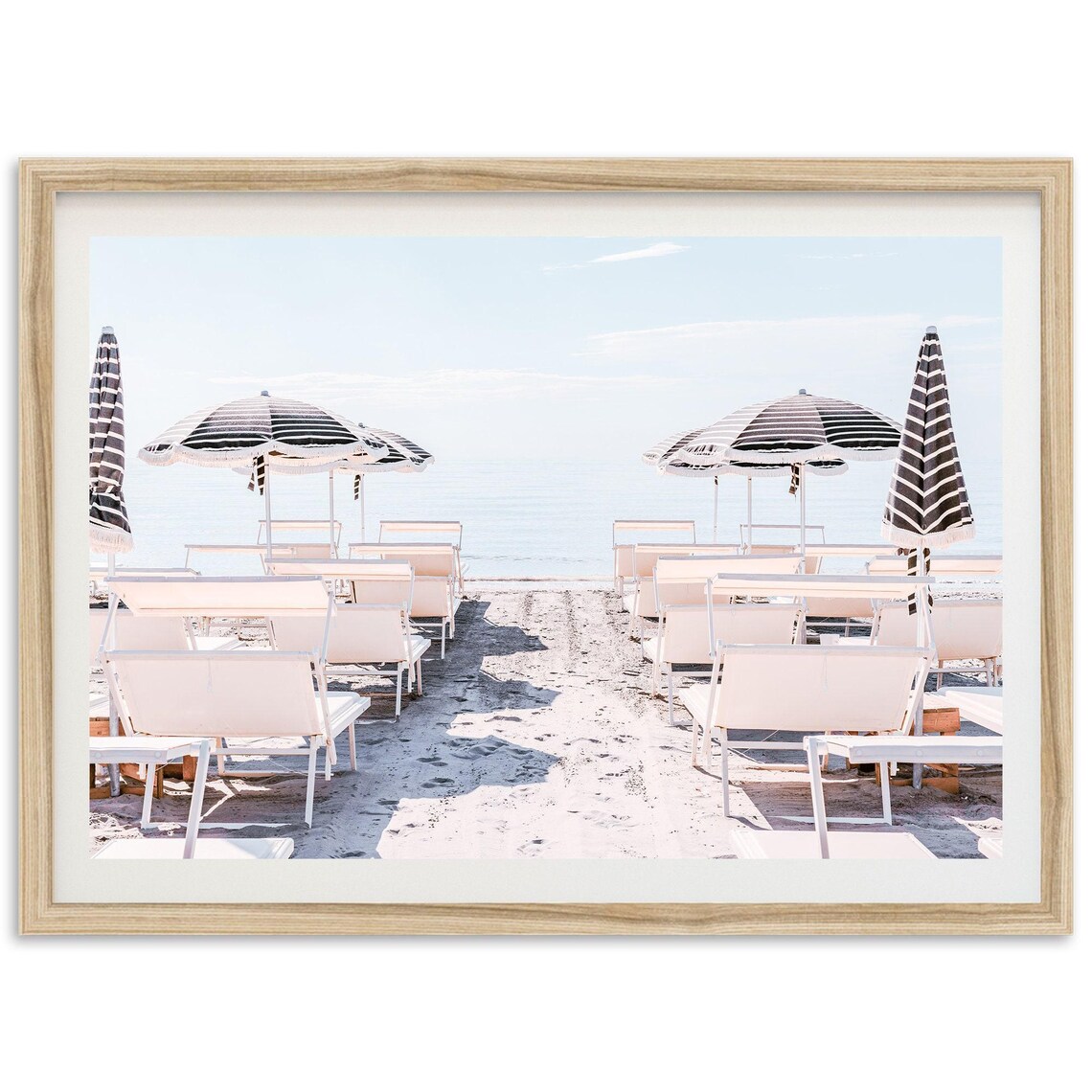 Beach Umbrellas Coastal Travel Poster, Boho Minimalist
