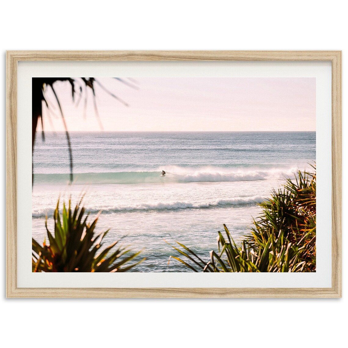 Surf Print Coastal Beach Ocean Waves Pink Art Print