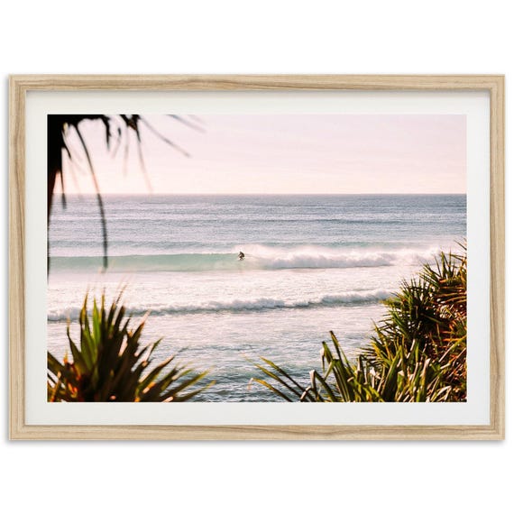 Surf Print Coastal Beach Ocean Waves Pink Art Print
