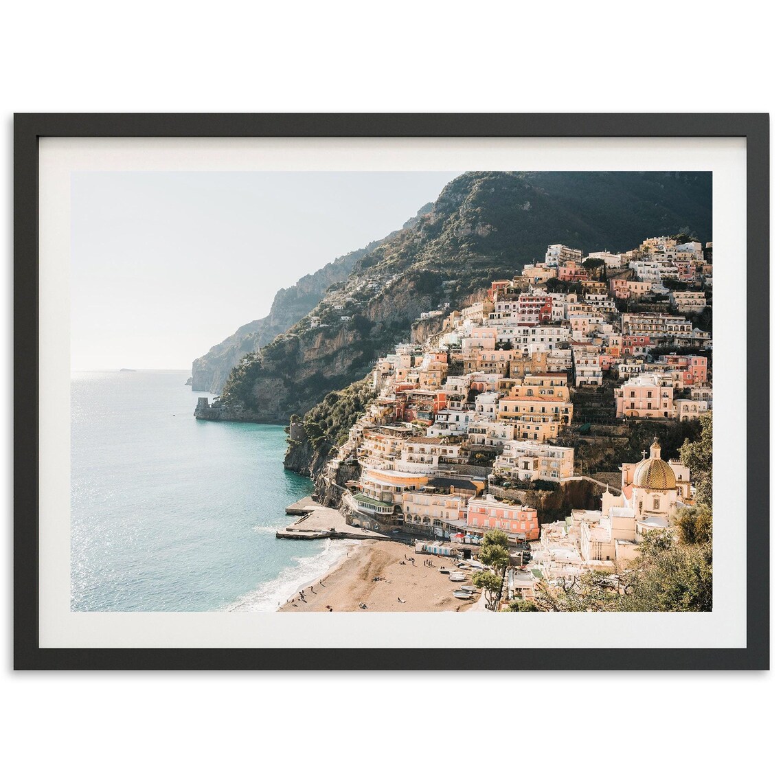Framed Fine Art Amalfi Coast Print Positano Italy Wall Italian Beach Photography Sorrento Aerial Coastal Europe Travel