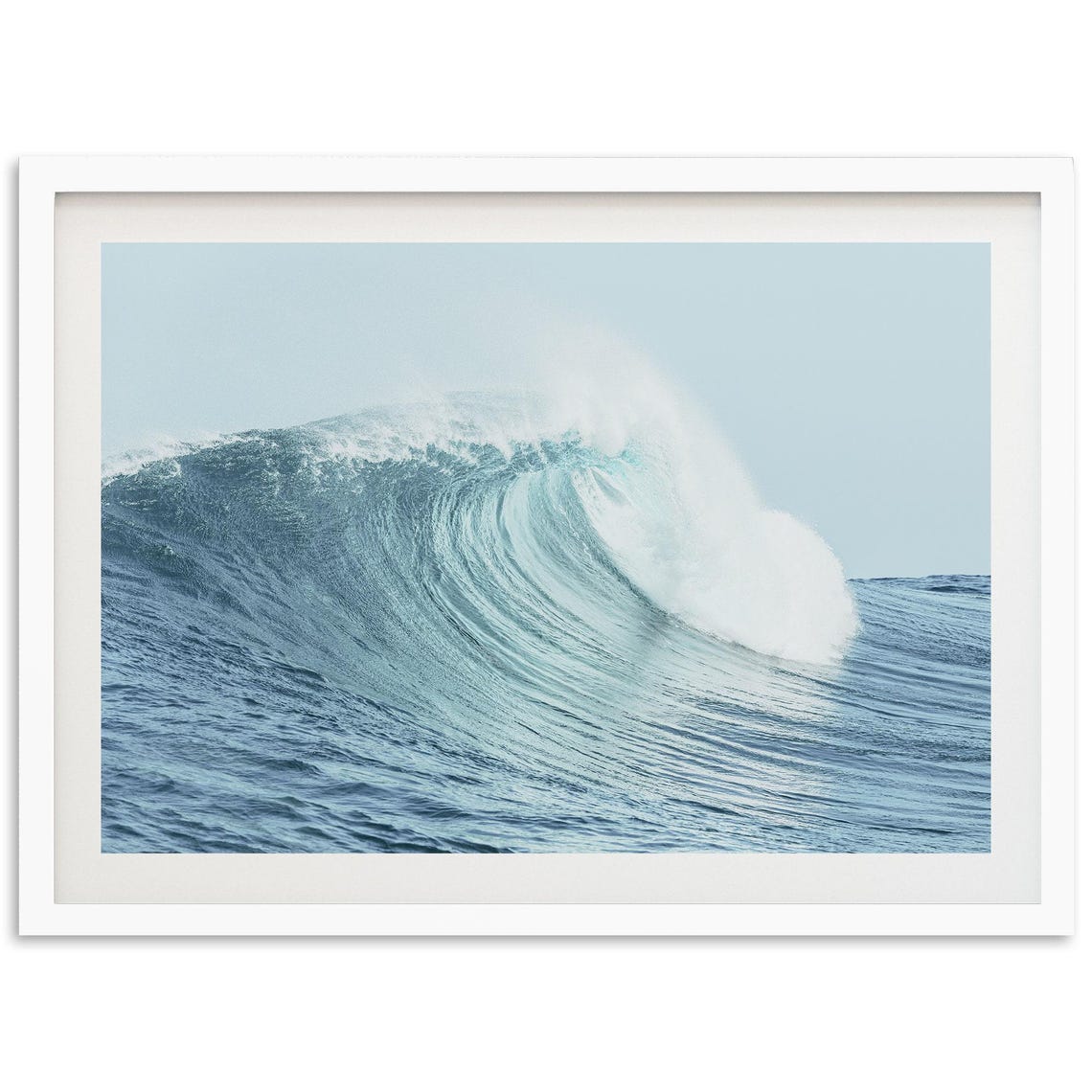 Crashing Ocean Wave Curl Blue Sea Surf Coastal Photography Poster