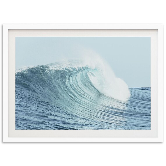 Fine Art Big Wave Ocean Print Blue Surf Beach Framed Photography Wall Decor