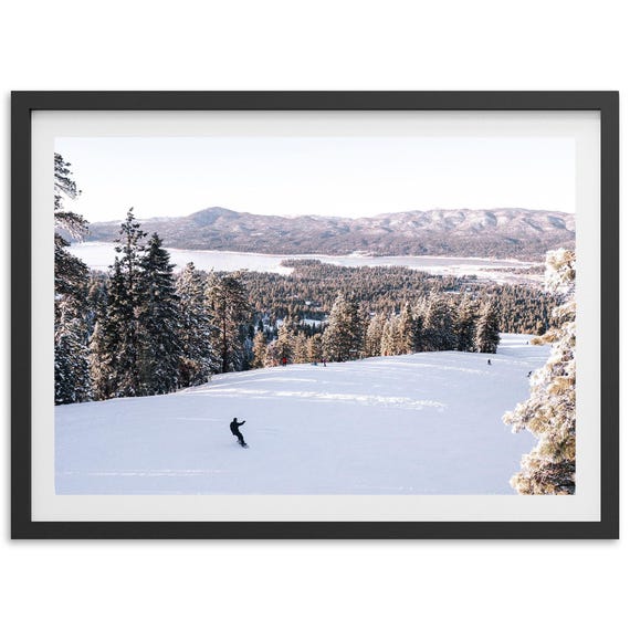 Fine Art Mountain Print Winter Cabin Snowboard Ski Forest Snow Framed Photography Home Wall Decor