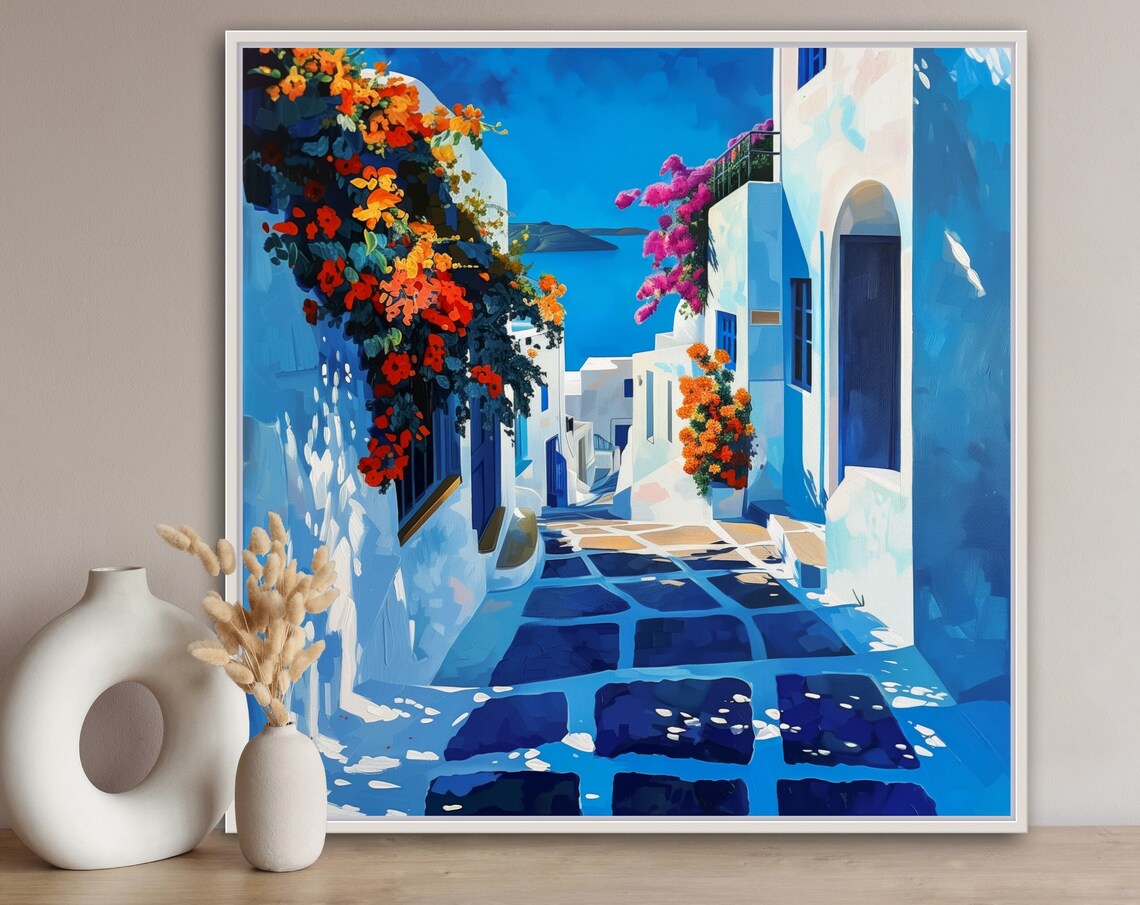 Mykonos Street, Mediterranean Travel Poster